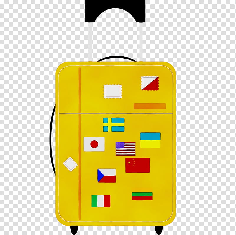 yellow suitcase bag luggage and bags rolling, Watercolor, Paint, Wet Ink, Baggage, Hand Luggage, Travel transparent background PNG clipart