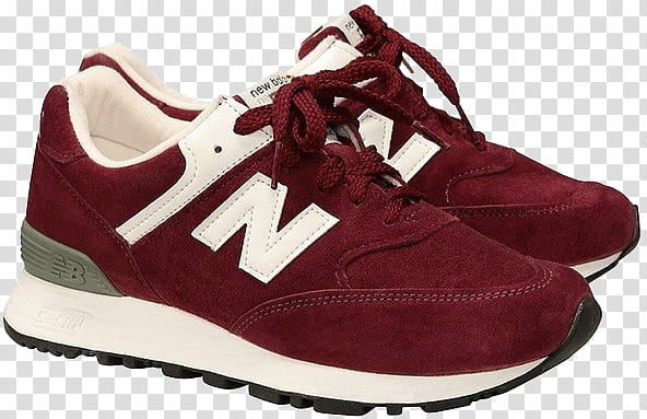 AESTHETIC, pair of red New Balance lace up low top sneakers transparent background PNG clipart