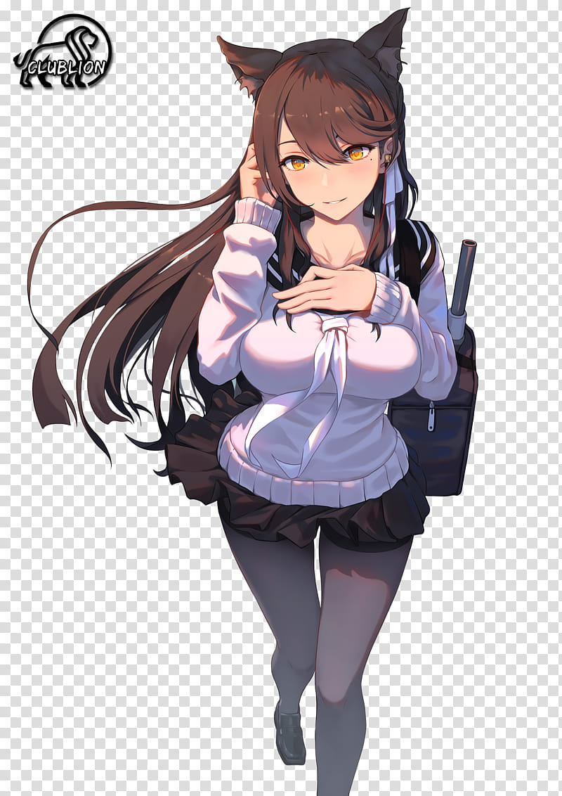 atago azur lane Anime Render, brown haired female anime character transparent background PNG clipart