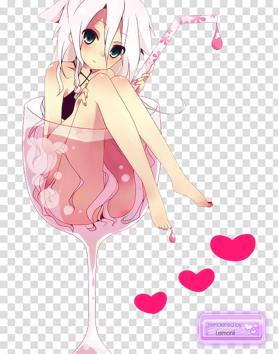 IA Vocaloid Render, pink haired female in wine glass anime illustration transparent background PNG clipart