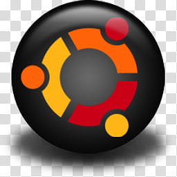 Black OS icon, Ubuntu-vista, round red, orange, and yellow logo transparent background PNG clipart