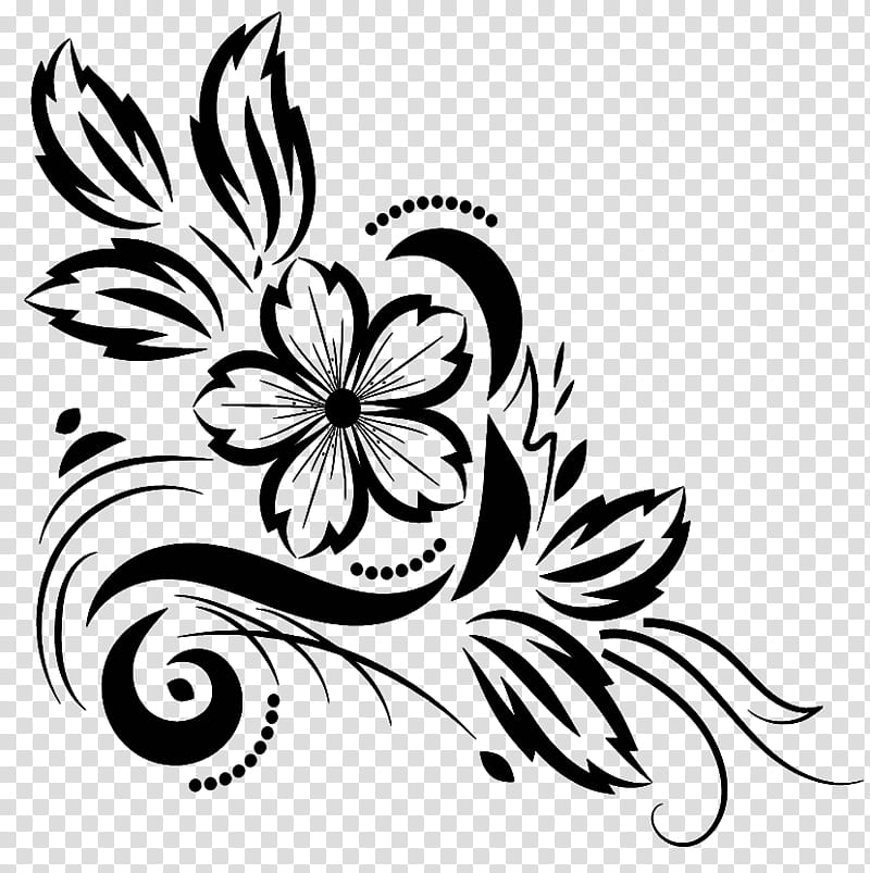 Decorative Brushes , black flowers illustration transparent background PNG clipart