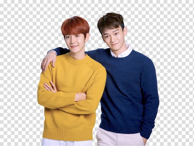 Exo Lotte Duty Free P, two men standing transparent background PNG clipart
