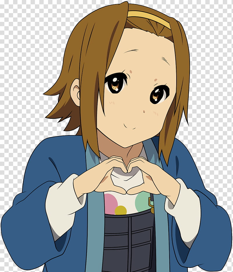 Ritsu, girl showing heart hand gesture transparent background PNG clipart