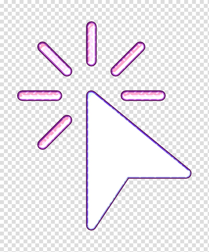 Click icon Selection and Cursors icon, Light, Violet, Purple, Neon, Line, Symbol, Triangle transparent background PNG clipart