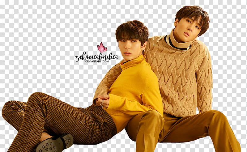 VIXX LR Ceci, two men in sweaters and pair of brown pants transparent background PNG clipart