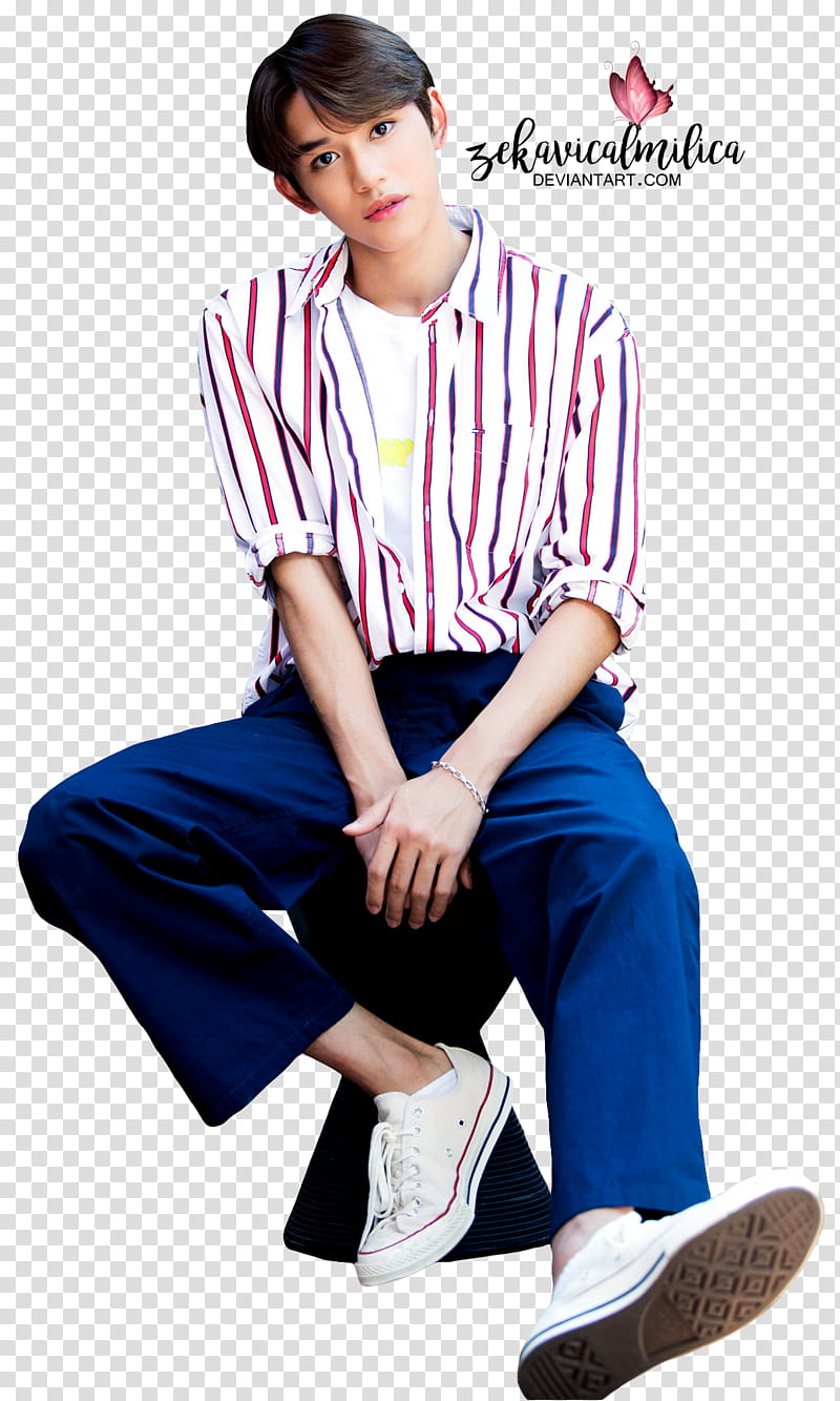 NCT Lucas , man sitting on stool chair transparent background PNG clipart