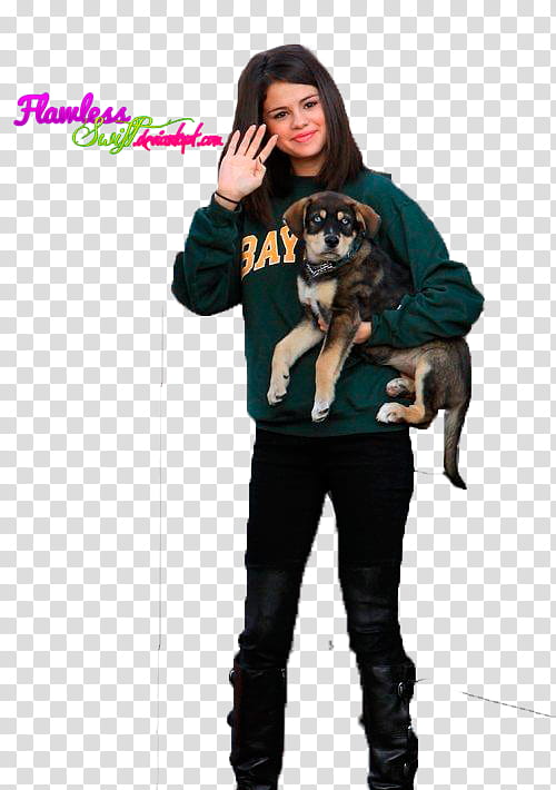 Jelena MEGA, Selena Gomez holding German shepherd puppy transparent background PNG clipart