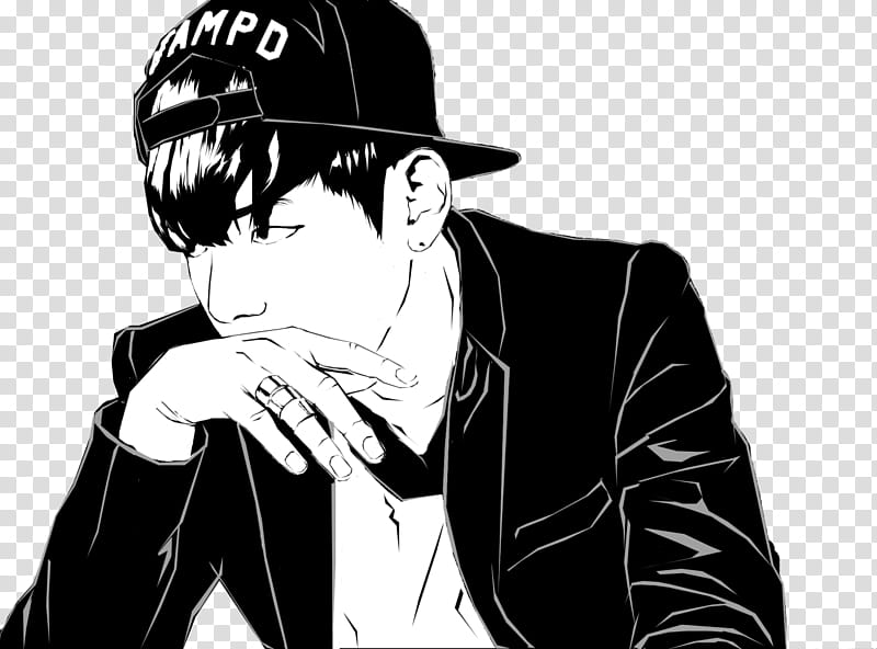 BTS Drawing, Danger Japanese Ver, War Of Hormone, Fan Art, Cartoon, Black And White
, Man, Gentleman transparent background PNG clipart