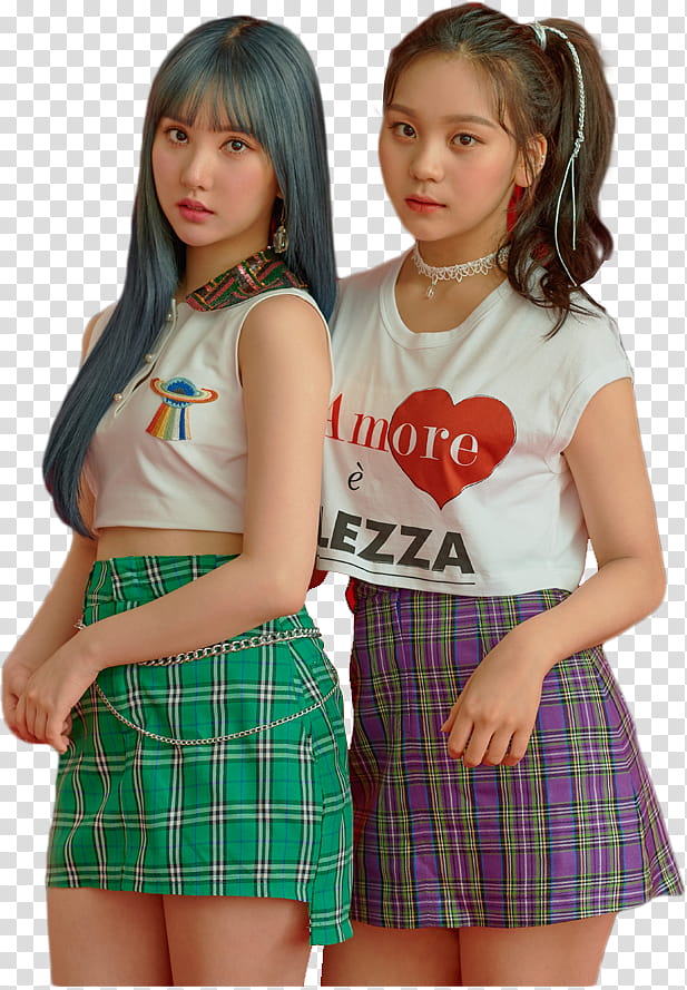 GFriend Sunny Summer PT, two women standing in white crop tops transparent background PNG clipart