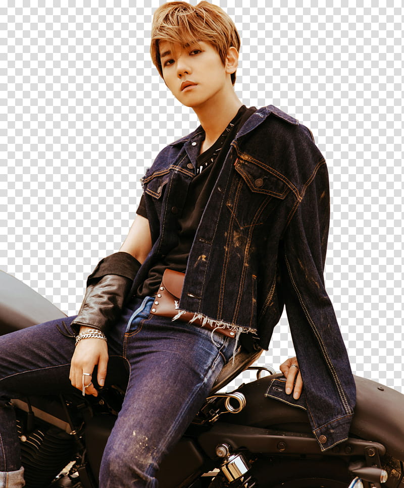 Baekhyun EXO DMUMT, man sitting on motorcycle transparent background PNG clipart
