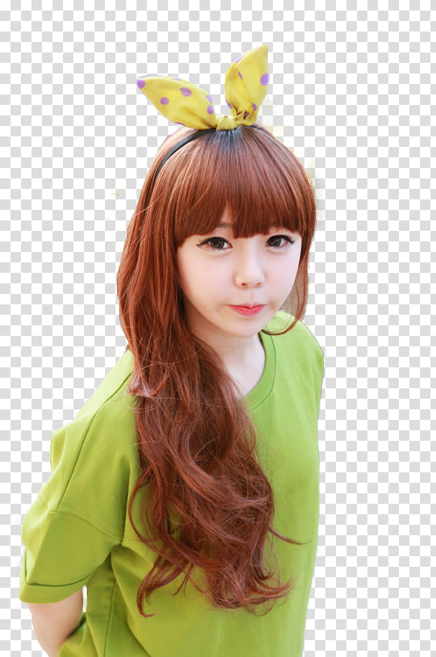 Ulzzang, girl wearing green crew-neck t-shirt transparent background PNG clipart