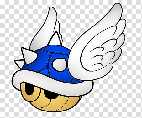 Super Mario, blue and white turtle with wings illustration transparent background PNG clipart
