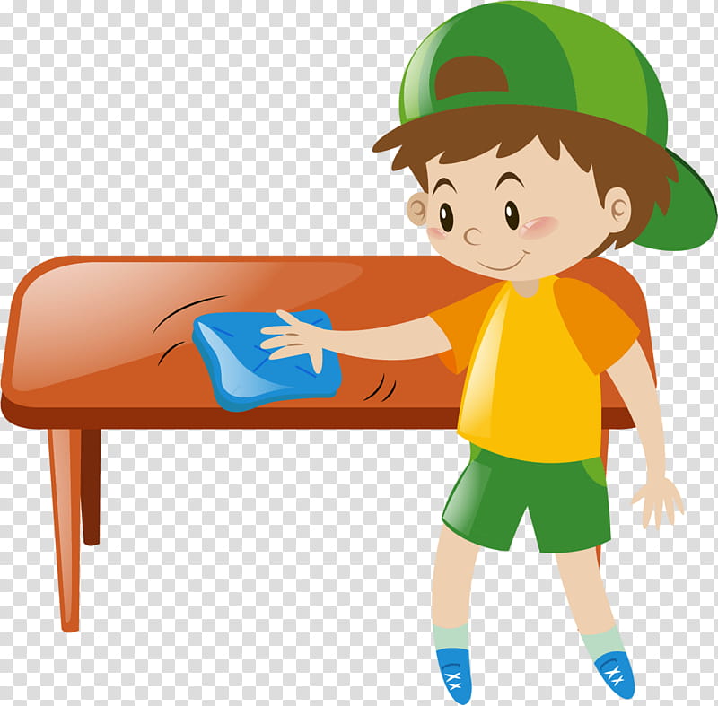 Table Cleaning Stick figure Desk, Cartoon, Child transparent background PNG clipart