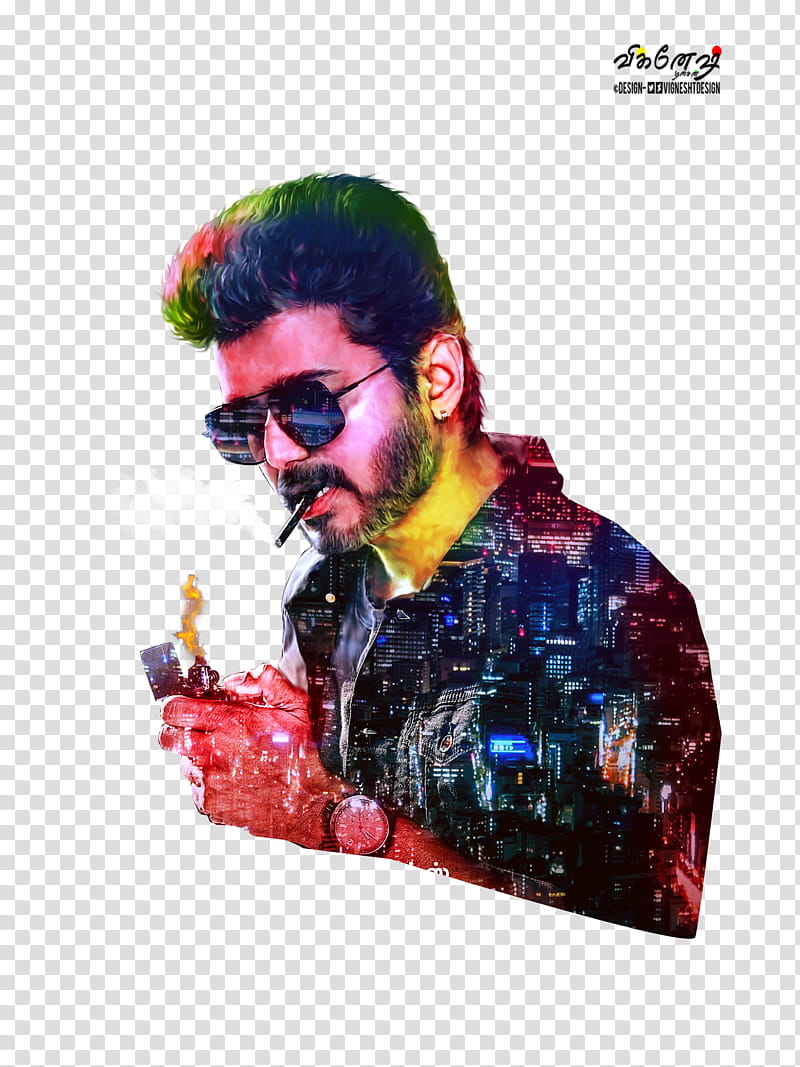 vijay in sarkar movie firstlook art, painting of man transparent background PNG clipart
