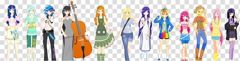 Humanized Ponies HiRes, group of woman anime character transparent background PNG clipart