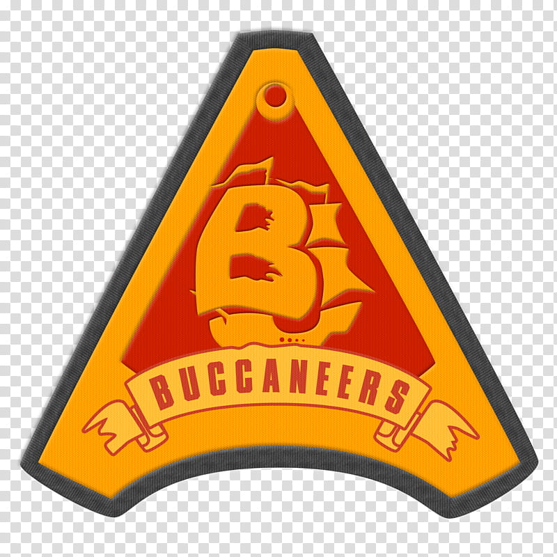 Caprica Buccaneers patch , red and yellow Buccaneers sign transparent background PNG clipart