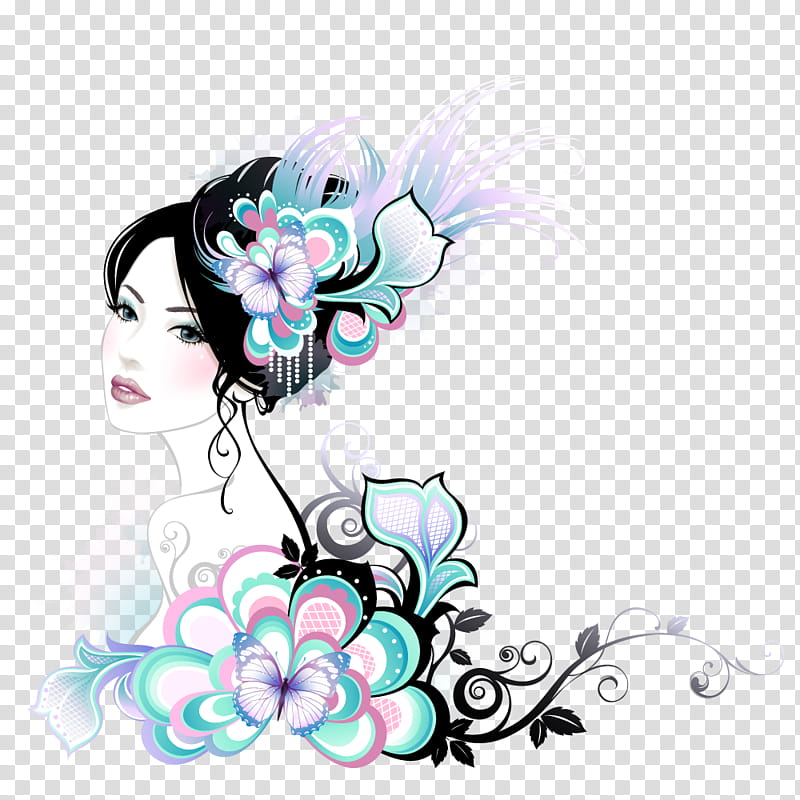 woman with flower headband painting transparent background PNG clipart