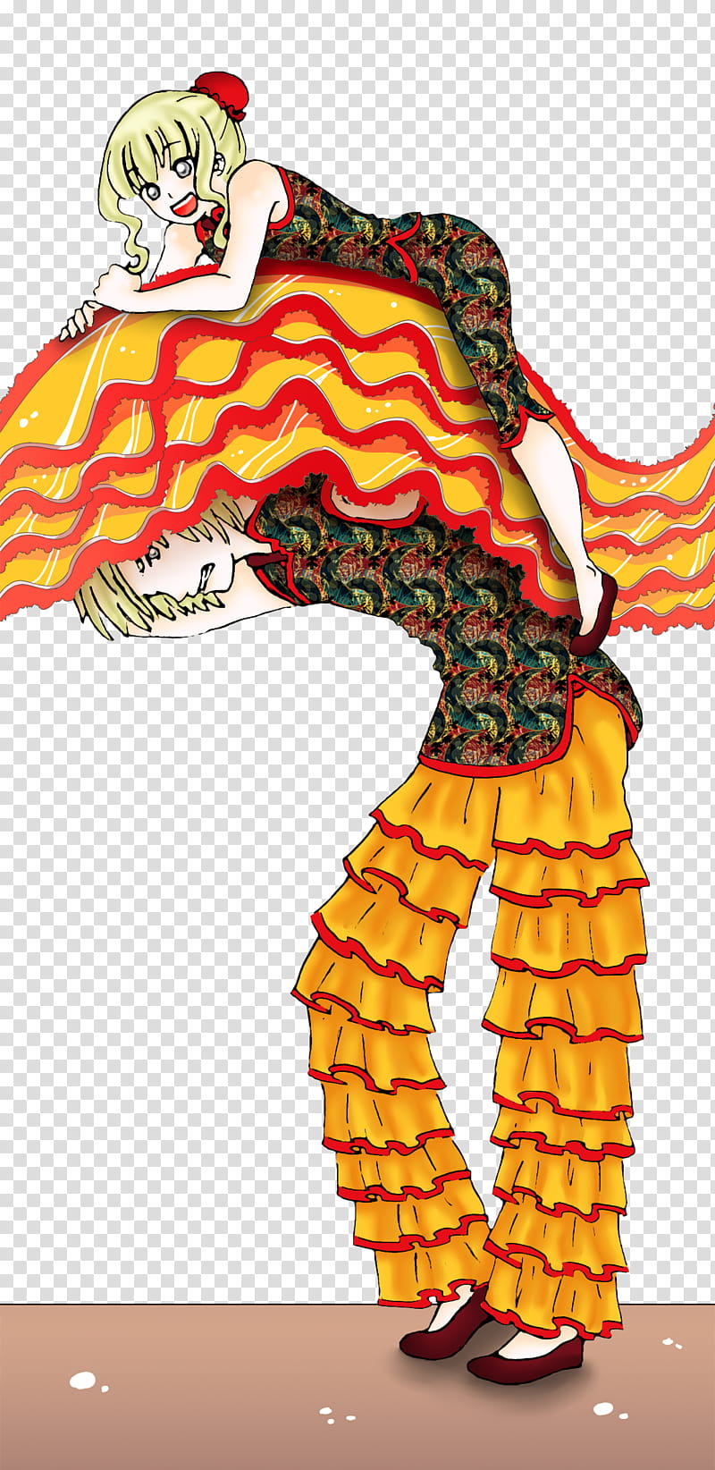 CR Collab Feb Barongsai, woman on man's back wearing black and green top illustration transparent background PNG clipart