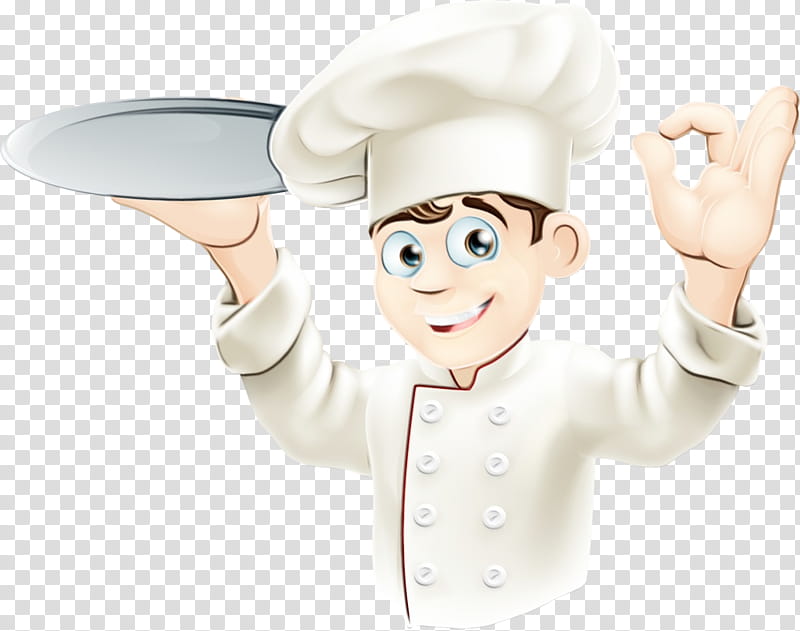 cartoon chef cook chef's uniform chief cook, Watercolor, Paint, Wet Ink, Cartoon, Chefs Uniform, Gesture, Finger transparent background PNG clipart