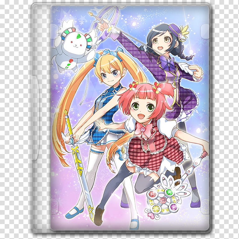 Anime  Summer Season Icon , Mahou Shoujo Naria Girls, three assorted haired color anime character transparent background PNG clipart