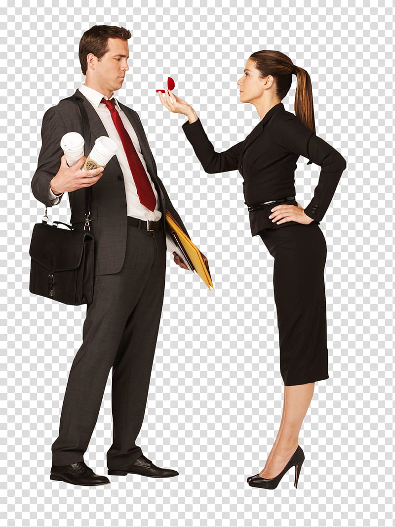 Ryan Reynolds y Sandra Bullock , The Proposal movie scene transparent background PNG clipart