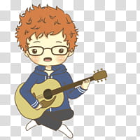 Super de caricaturas de famosos, boy playing guitar art transparent background PNG clipart