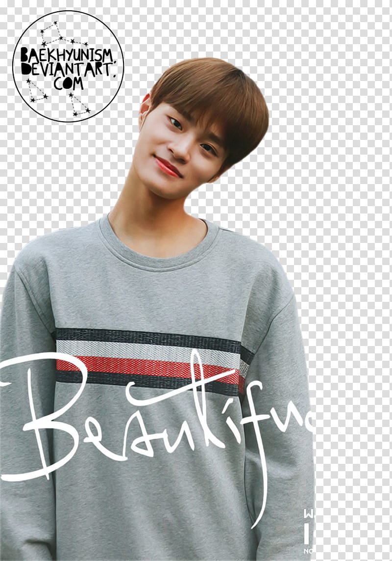 WANNA ONE BEAUTIFUL, smiling man wearing grey sweater transparent background PNG clipart