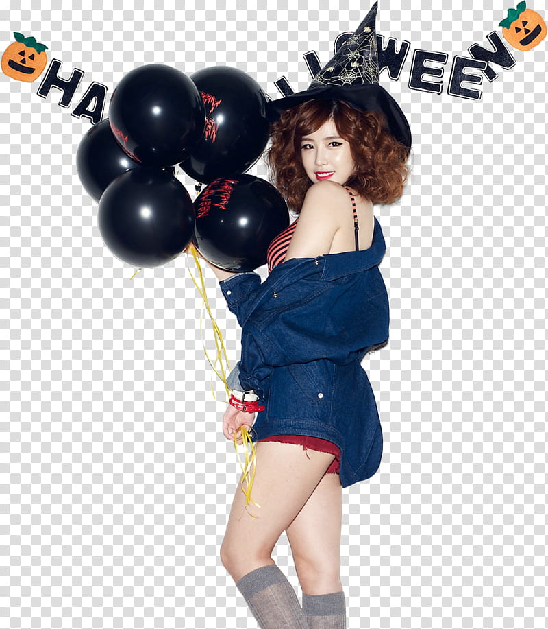 Hyosung Secret Render, KPOP holding balloons transparent background PNG clipart