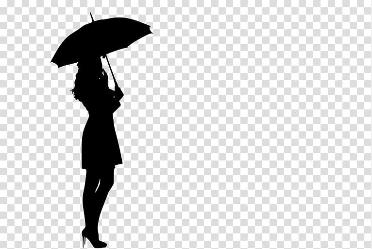 Woman, Silhouette, Drawing, Umbrella, White, Black, Standing, Blackandwhite transparent background PNG clipart