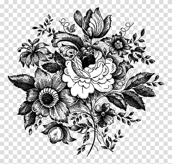 Recursos FLOWER S, white and black flowers illustration transparent background PNG clipart