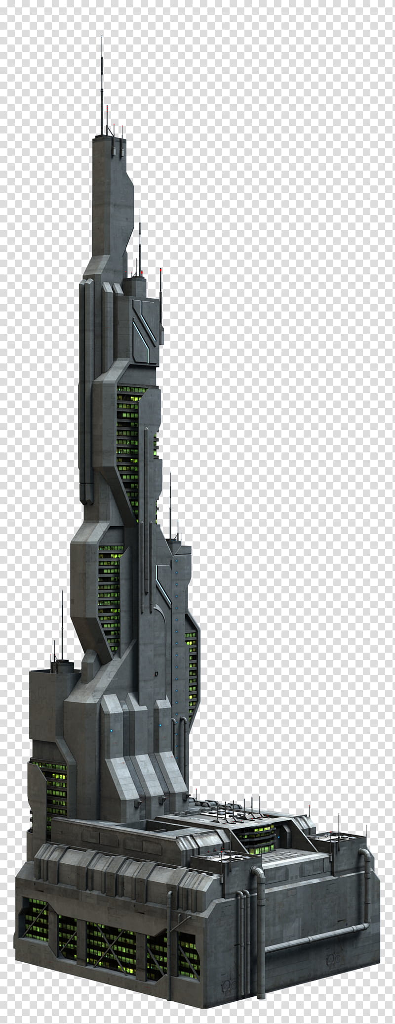 Scifi Building Series, gray tower transparent background PNG clipart