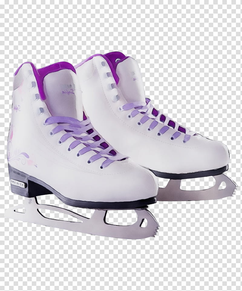 figure skate footwear ice hockey equipment white ice skate, Watercolor, Paint, Wet Ink, Ice Skating, Shoe, Violet, Purple transparent background PNG clipart