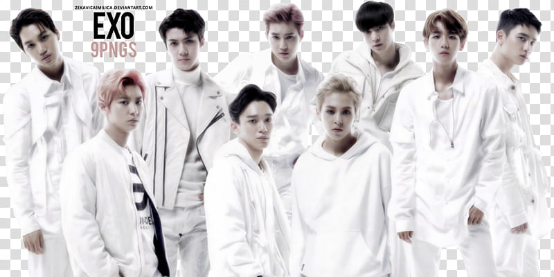 EXO Coming Over, standing Exo boy band wearing white jackets transparent background PNG clipart