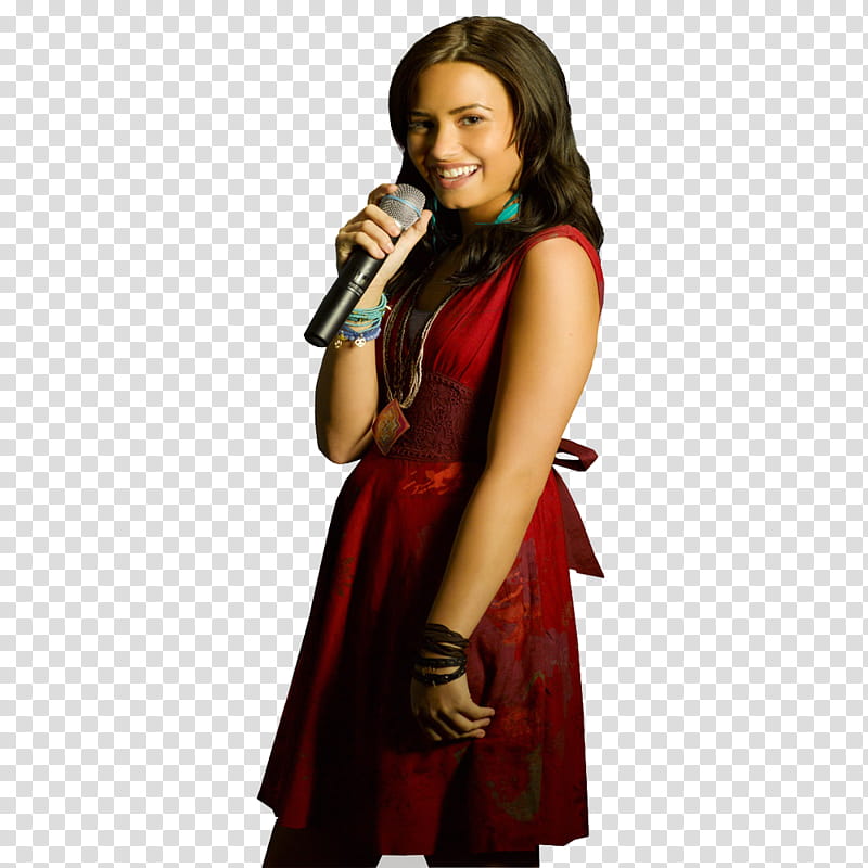 Demi Lovato, women's red and black sari dress transparent background PNG clipart