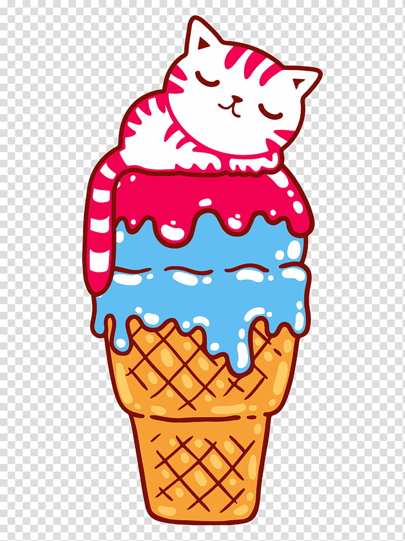 Ice Cream Cone, Cat, Draw Cats, Drawing, Sleep, Painting, Cartoon, Line Art transparent background PNG clipart