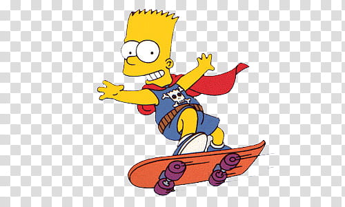 Los Simpsons, Bart Simpson riding orange skateboard transparent background PNG clipart