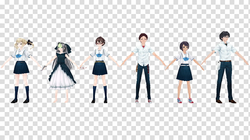 Robotic Notes guys x, six anime characters standing transparent background PNG clipart