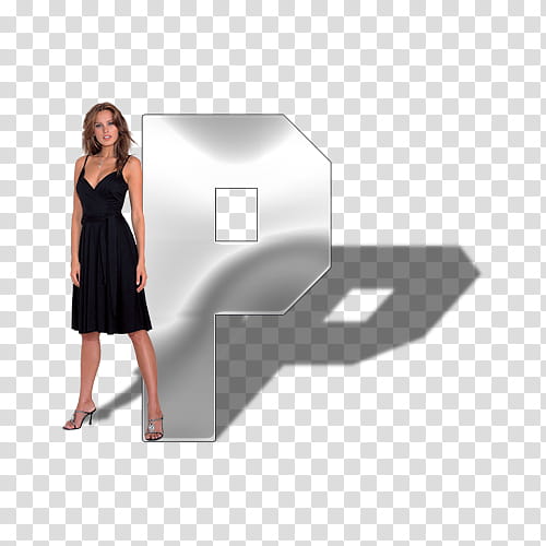 Celebrity Alphabet Psd , woman standing beside letter P illustration transparent background PNG clipart