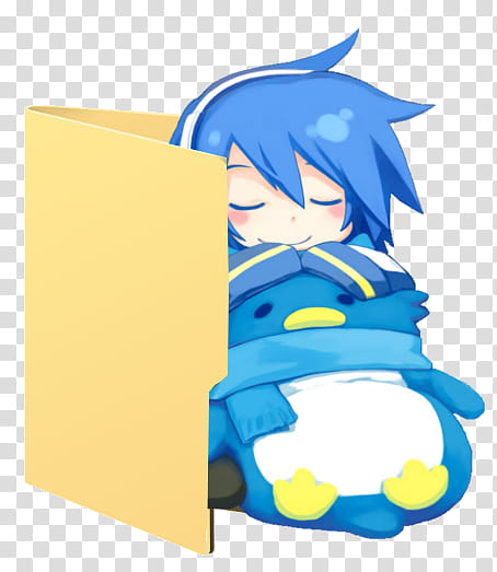 Kaito Vocaloid, blue-haired female anime folder icon transparent background PNG clipart