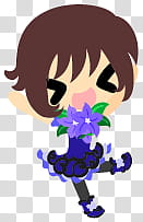 The icons of cute girls in purple flower dress, kikyo-people- transparent background PNG clipart