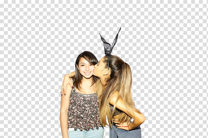 Ariana Grande, woman kissing woman on her cheek transparent background PNG clipart