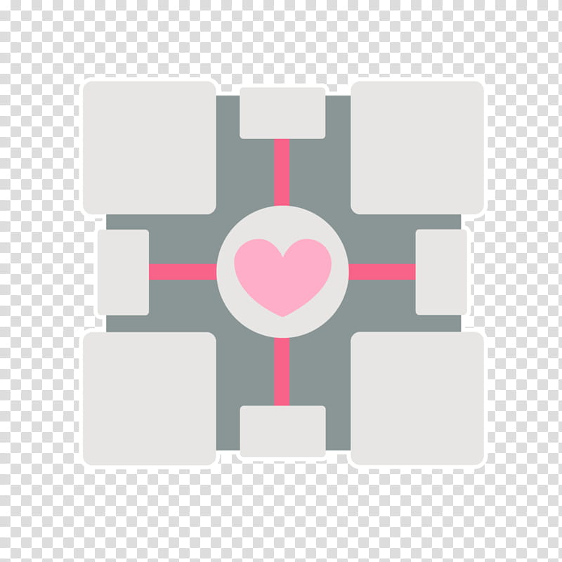 Companion Cube, square white and pink box with heart illustration transparent background PNG clipart