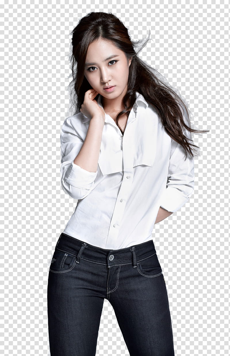 Yuri SNSD Render, woman in white button-up long-sleeved top transparent background PNG clipart