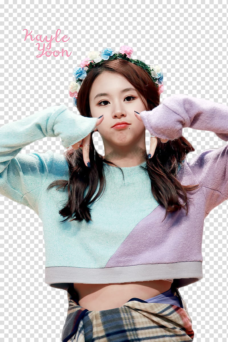 Chaeyoung Twice, woman pointing down her fingers transparent background PNG clipart