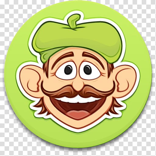 cartoon green facial expression head smile, Watercolor, Paint, Wet Ink, Cartoon, Fictional Character, Sticker, Happy transparent background PNG clipart