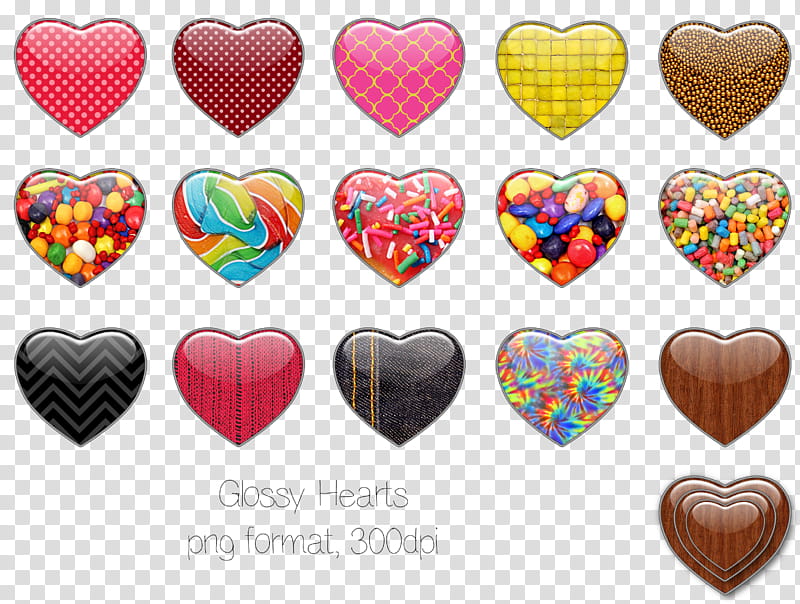 Glossy Hearts, assorted-color glossy heart lot transparent background PNG clipart