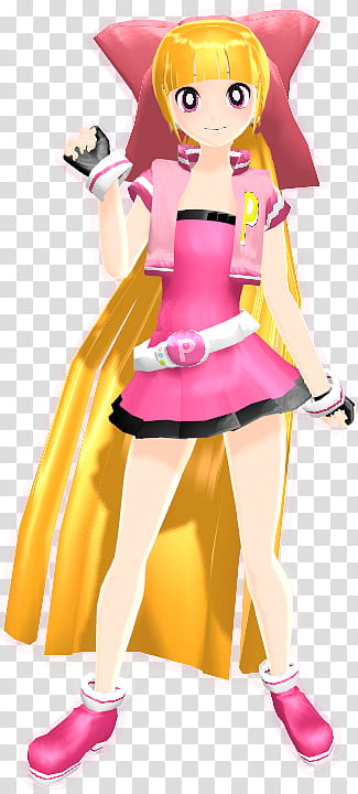 MMD PowerPuff Girls Z Momoko, girl wearing pink dress illustration transparent background PNG clipart