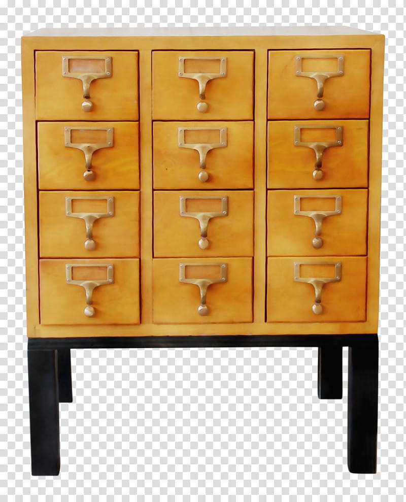 furniture drawer yellow chest of drawers table, Watercolor, Paint, Wet Ink, Nightstand, Wood Stain, Chiffonier, Filing Cabinet transparent background PNG clipart