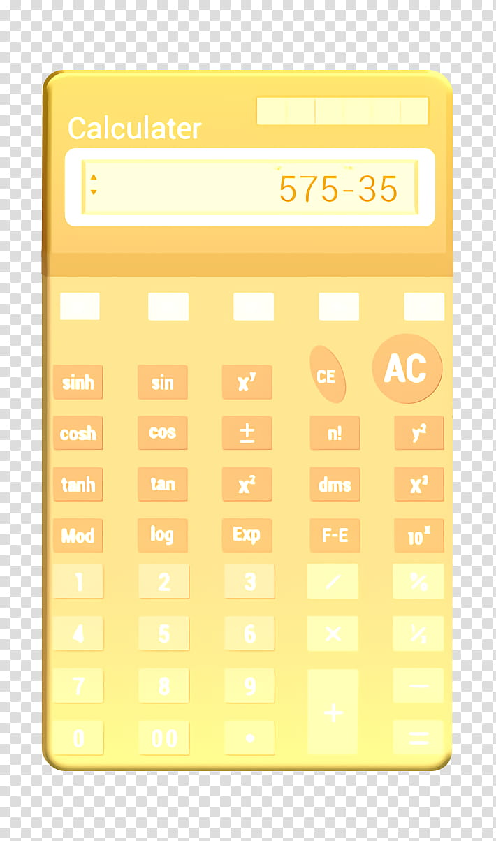 Math, Calculate Icon, Calculator Icon, Math Icon, Yellow, Meter, Office Equipment transparent background PNG clipart